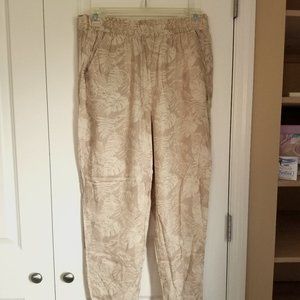 H&M Beige Leaf Pattern Pull On Pants